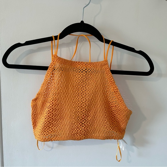 4/$25 orange mesh Zara crop top - Picture 2 of 4